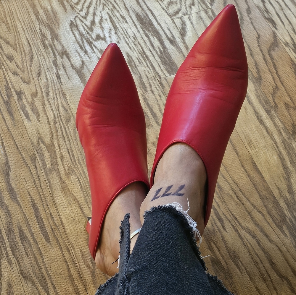 Stuart Weitzman Mira Red Leather Mules US11 M Retail $498-bing - Picture 7 of 15